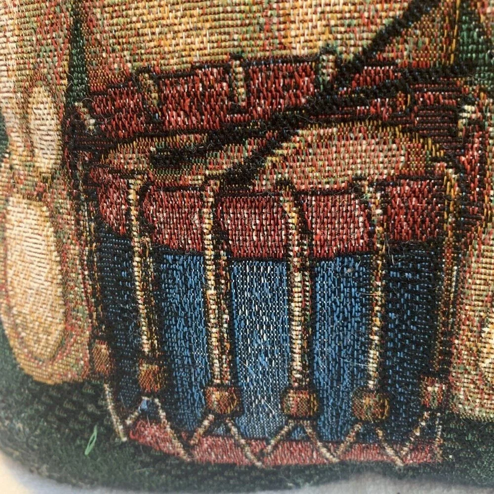 Vintage Christmas Teddy Bear Tapestry Square Throw Pillow‎ Toys Train Drum